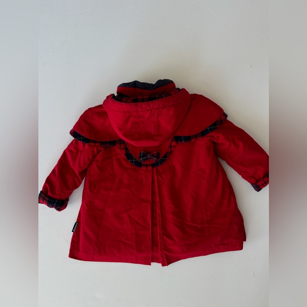 London Fog -Vintage Pleated Coat -Red with Plaid Details -Detachable Hood-Size2 - Picture 13 of 13